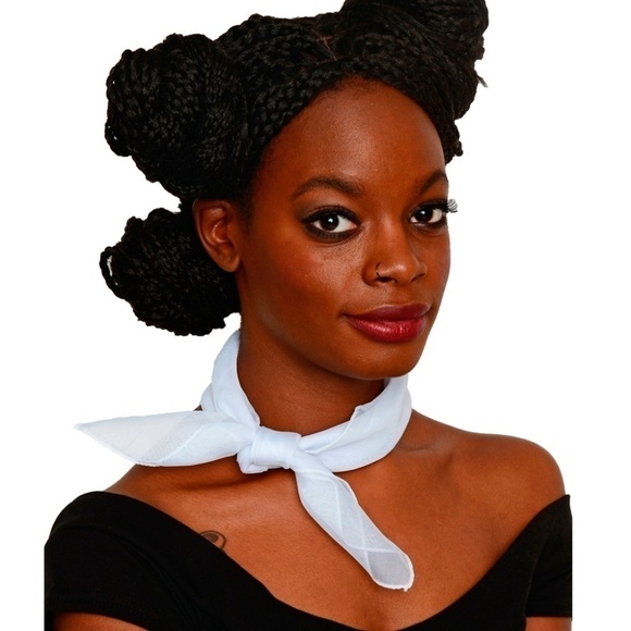 White Sheer Chiffon Scarf 50s Style for Head Neck Costume 21" Square - Hey Viv - Picture 3 of 7